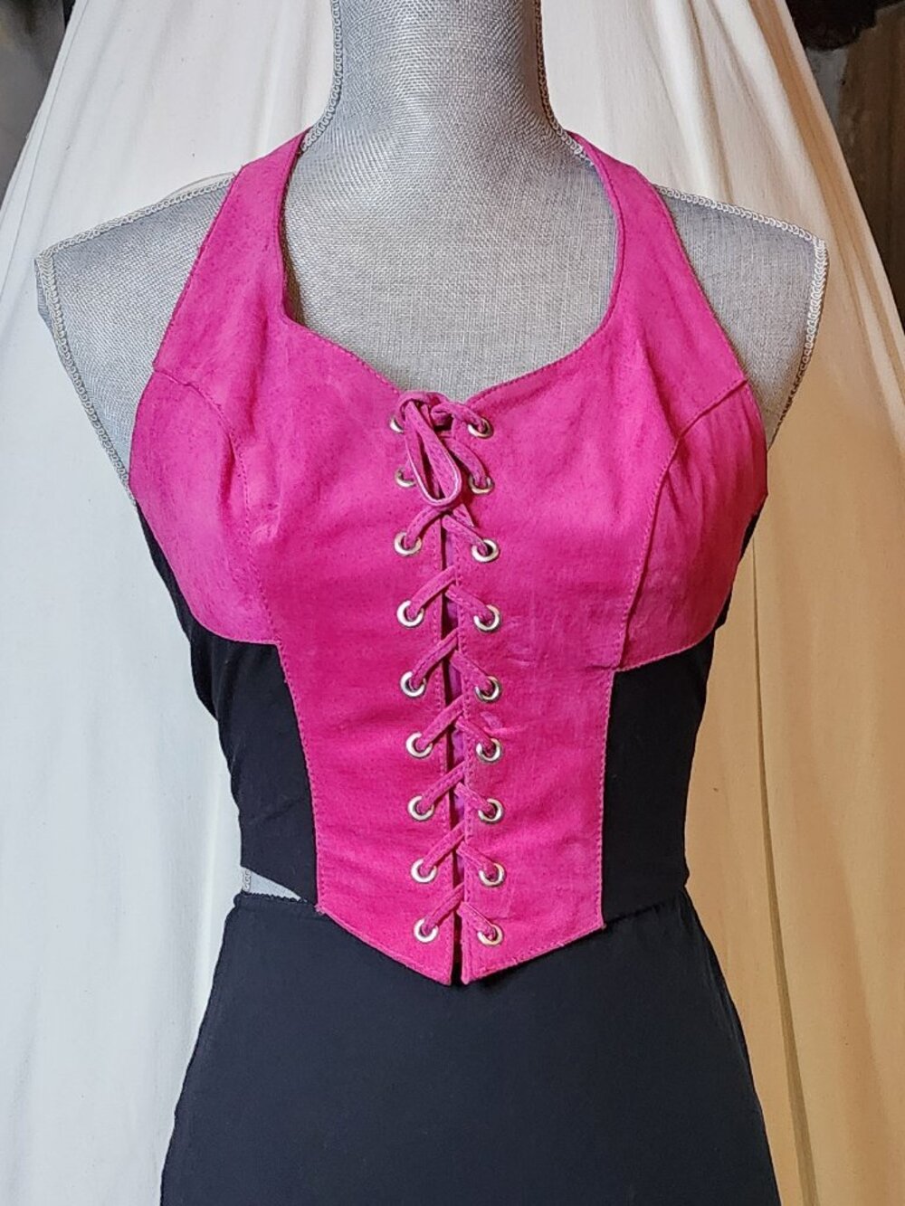 Wilsons Vintage Pink Suede Lace-up Halter Top